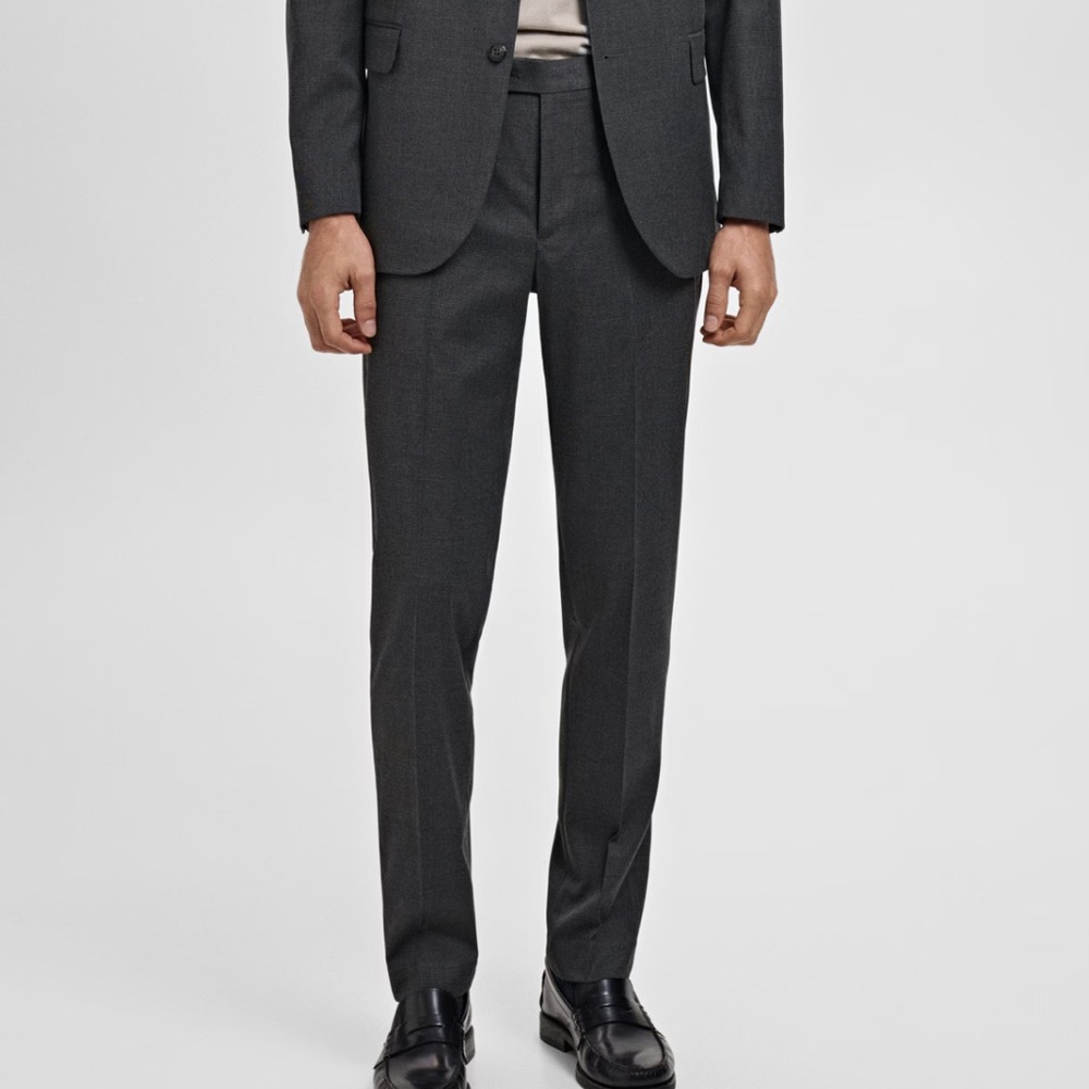 Mango Men Charcoal Dress Pants for Men MILAN SLIM-FIT SUIT PANTS